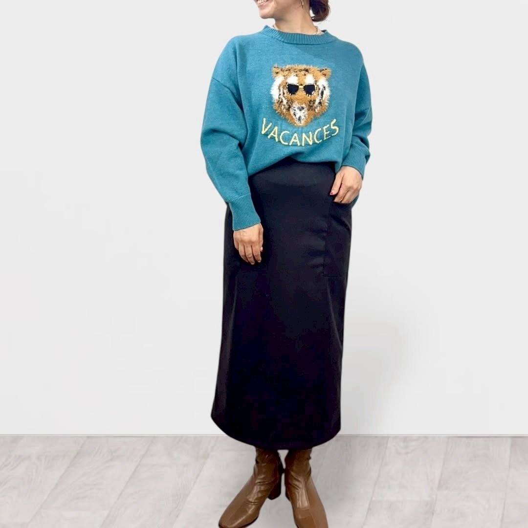 新品 ウールライク　フラワーJQトップス　プルオーバー QTUME ウールライク ファー・タイガーJQトップス 552-25604 / QTUME | CALEN