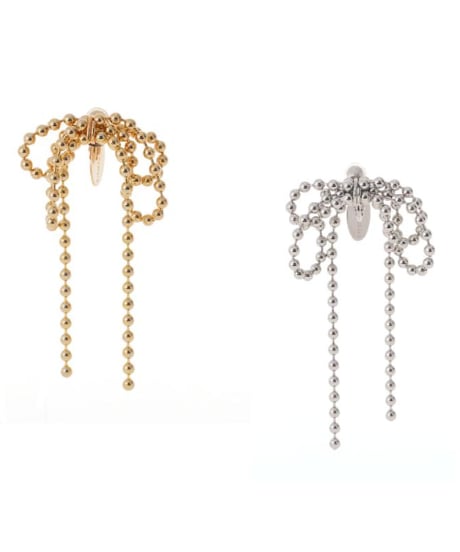 Ribbon ball chain earring(single) / Sea'ds Mara