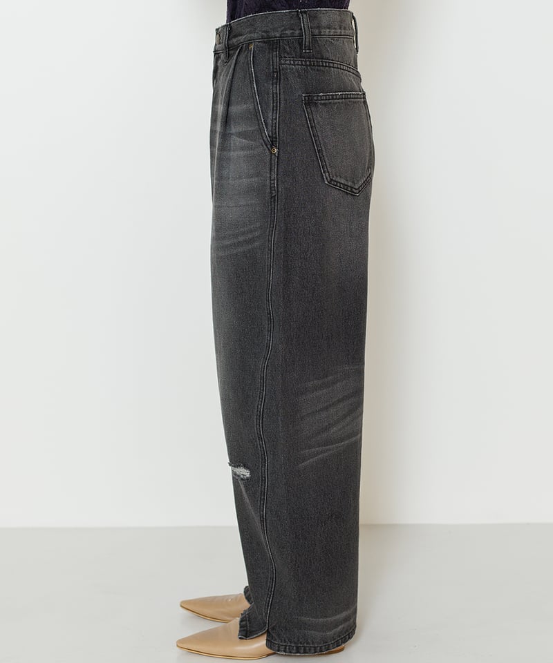 CURVED SEAM DENIM PANTS/GRAY / YENN | CALENDRIE