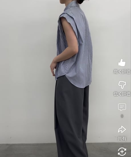 衿付きストライプノースリーブブブラウス85726 / CLOCHE
