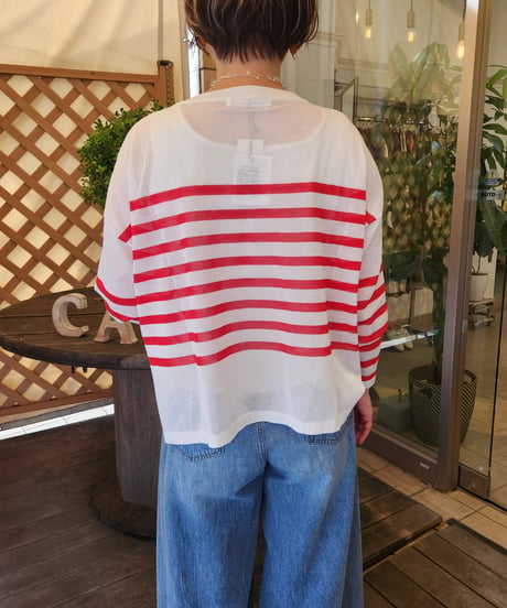 シアーロンTパネルボーダーニット　612-25069  / QTUME