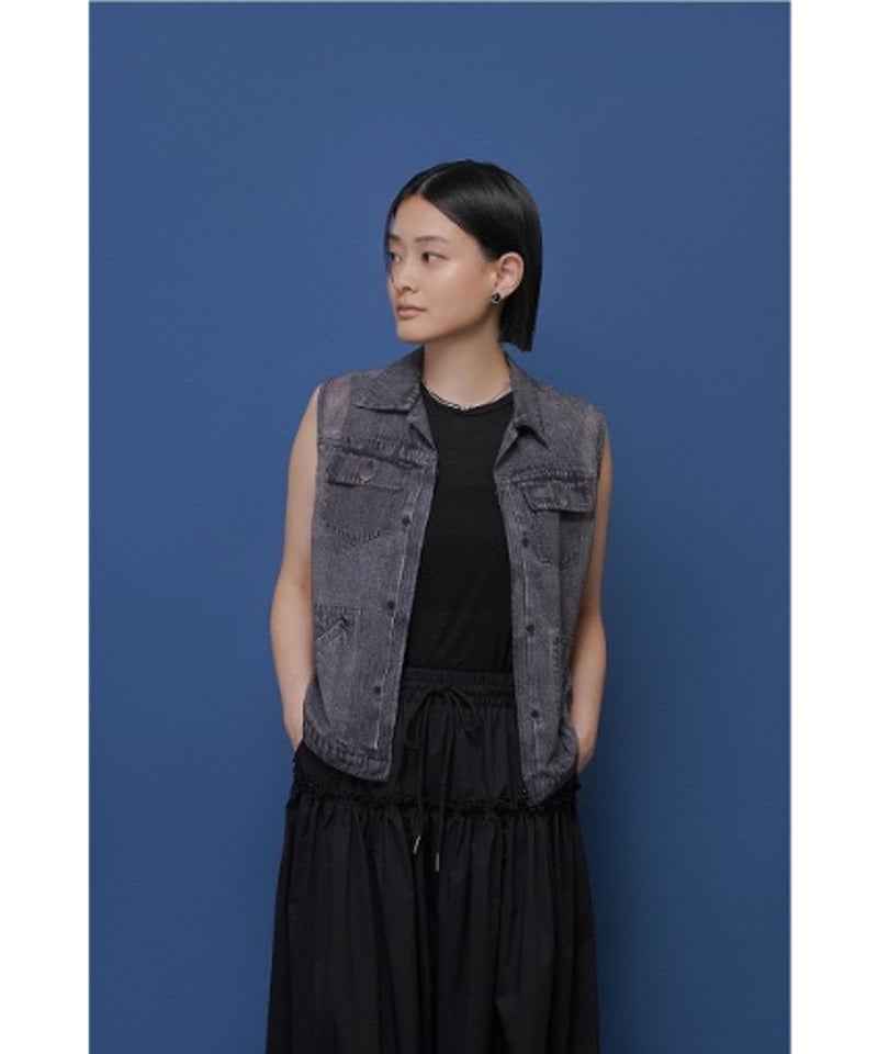 デニム転写シフォンベスト 601463 / CYAN tokyo | CALENDRIER