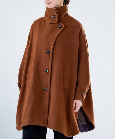 家紋ロング春コート sankyo shokai 内モンゴル産 カシミヤ 100％ ロングコート ミンク襟