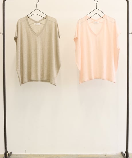 リネンVネックフレンチスリーブPO 8621019 /LeMelange