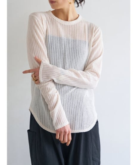STRIPE SHEER RIB TEE  Y263-82086 / YENN