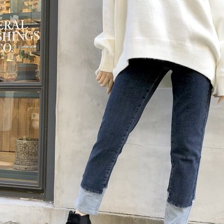 折り返ボーイフレンドデニム(裏起毛) / INDIMARK