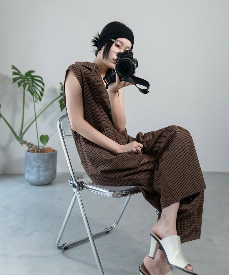 COLUMN サロペット チェックコクーンサロペット 612-86541 / CLOCHE | CALENDRIER