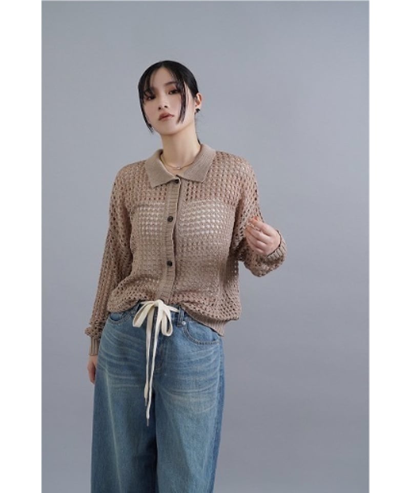 新品未使用　☆CYAN TOKYO☆　透かし編みポロニットカーデ CYAN TOKYO / 透かし編みポロカーディガン | anouk