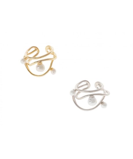 Layered wave pearl ring 26A2-35  / Sea'dsMara