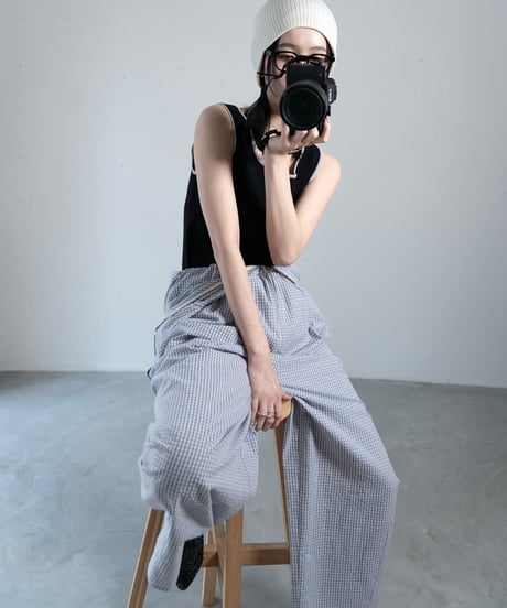 チェックコクーンサロペット 612-86541  / CLOCHE