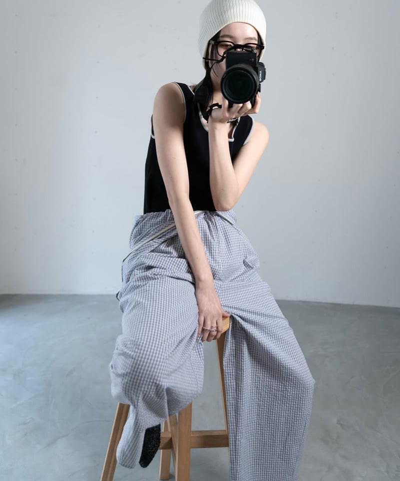 チェックコクーンサロペット 612-86541 / CLOCHE | CALENDRIER