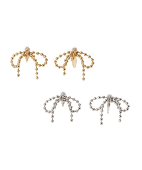 Ribbon ball chain earring / Sea'ds Mara