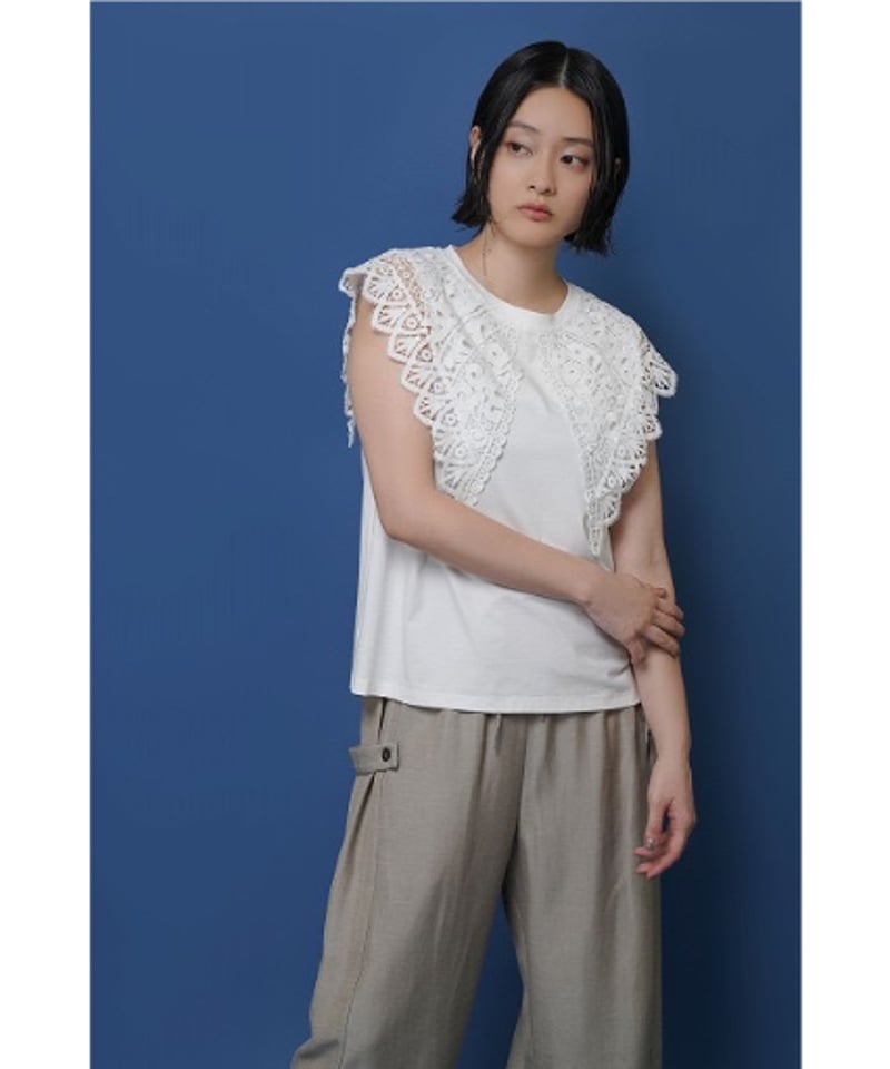 レースカラーノースリTOPS 601478 / CYAN tokyo | CALENDRIE