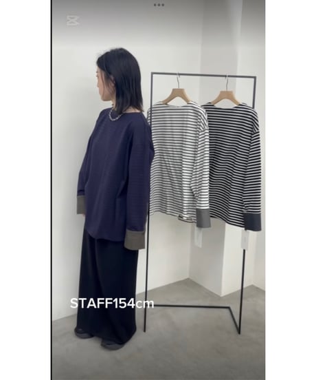 シャツ袖ボーダー柄Tシャツ 550-85027  / CLOCHE
