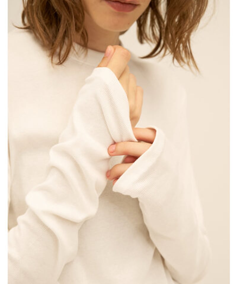 YENN◆長袖カットソー/FREE/コットン/GRY/Y244-81090 コットンリブロングTシャツ Y244-81090-4 / YENN | CALENDRIER