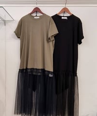 Tulle Connect T-shirt Dress(カーキラスト１点)