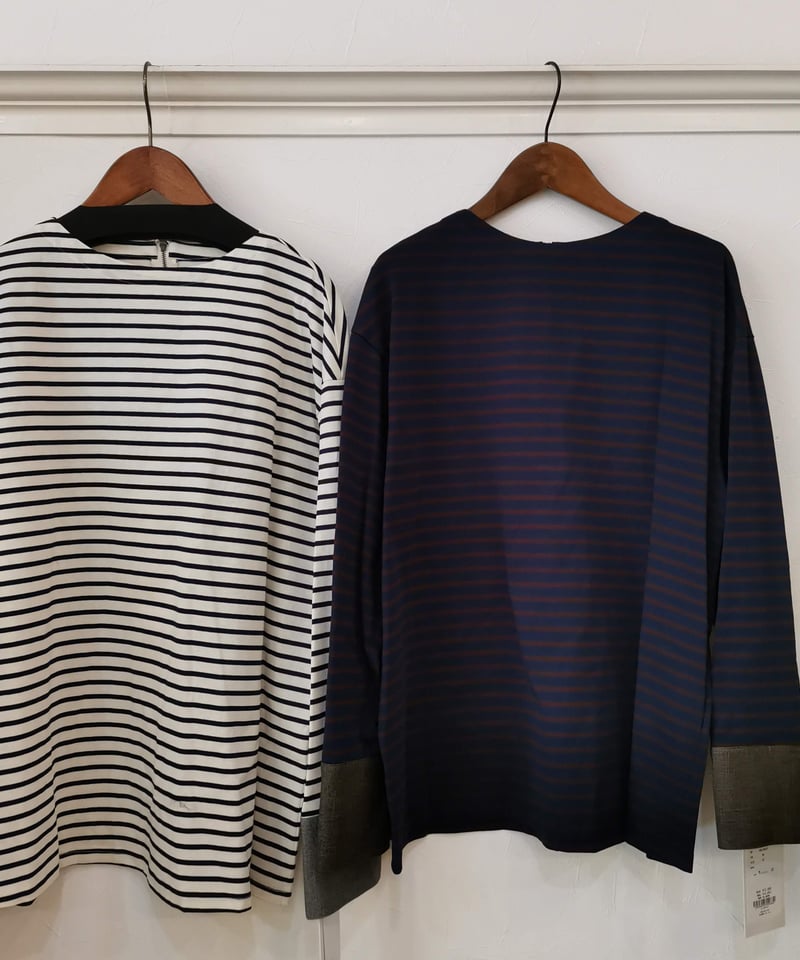 シャツ袖ボーダー柄Tシャツ 550-85027 / CLOCHE | CALENDRIER