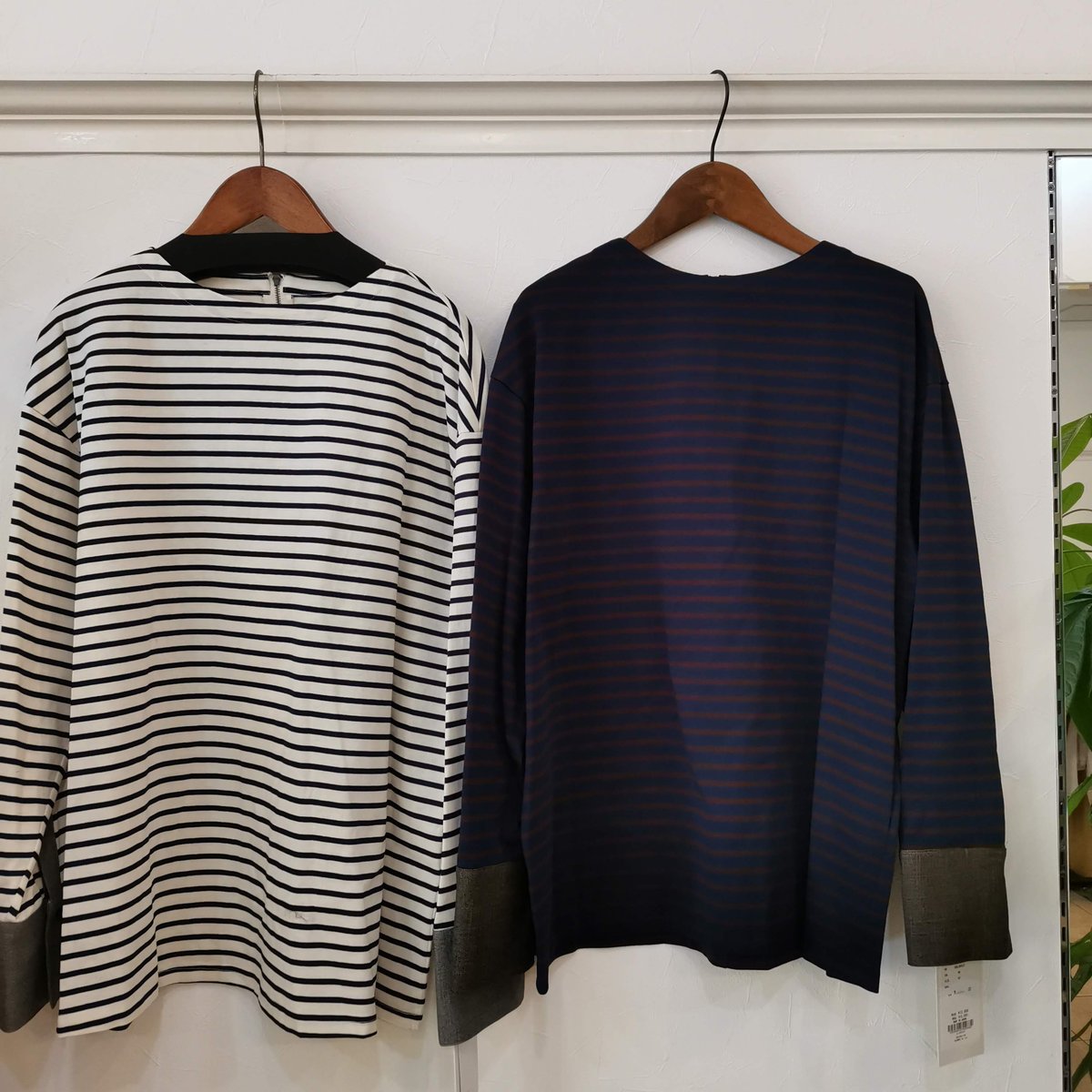 シャツ袖ボーダー柄Tシャツ 550-85027 / CLOCHE | CALENDRIER