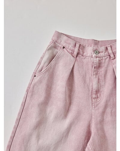 YENNデニム　ハイライズタックワイドパンツ　ピンク　38 再入荷✨】タックワイドデニムピンク Y252-31064-3 / YENN | CALEN