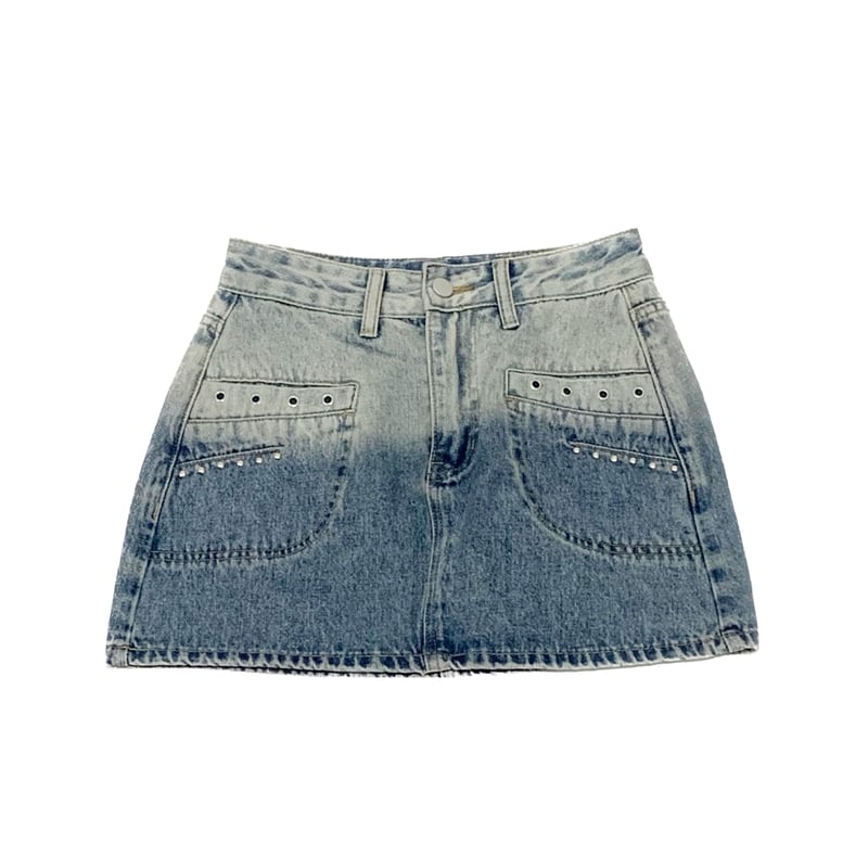 Hysterics デニムミニスカート スタッズ付き スクラッチAラインデニムミニスカート|HYSTERIC GLAMOUR WOMEN