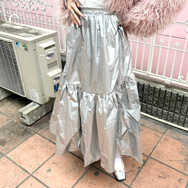 31374H334】メタリックティアードスカート(2colors) | (me) 