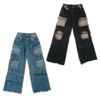 UNISEX【B23476】ウォッシュポケットデニムパンツ(2colors)