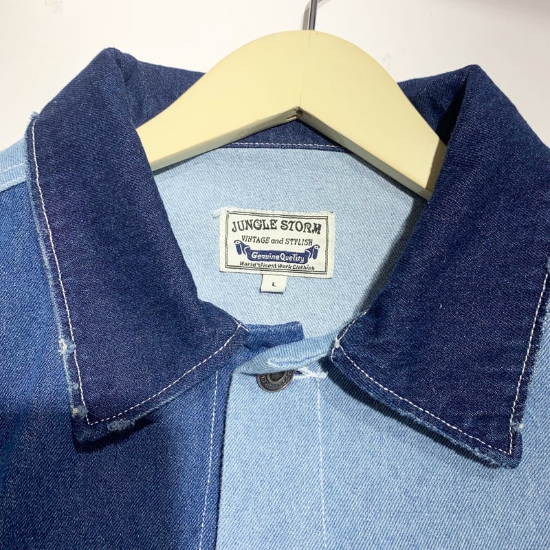 UNISEX【380373】パッチワークダメージデニムジャケット(2colors