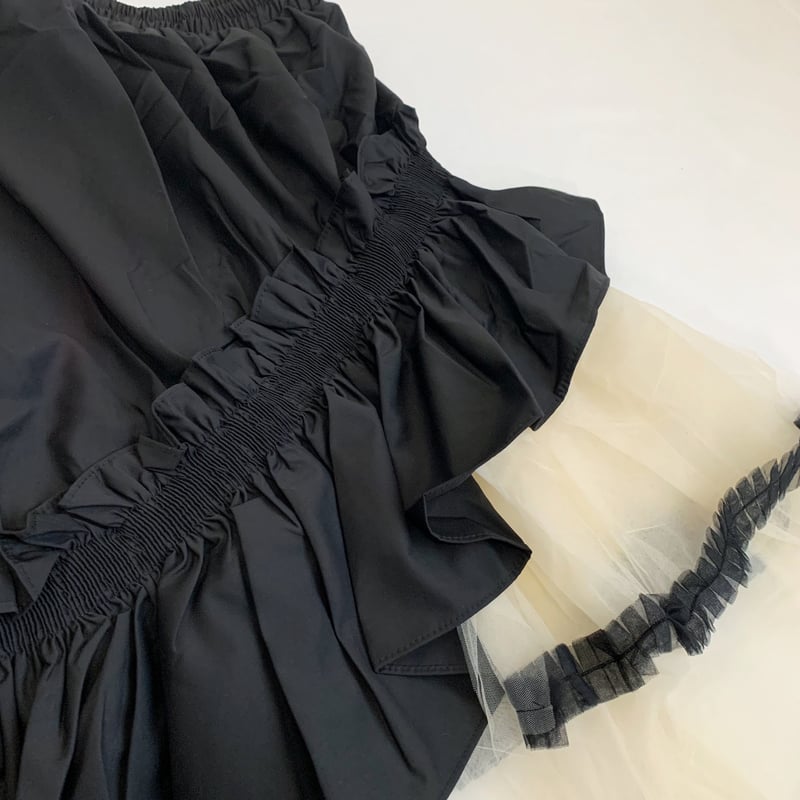 230252】チュール切替フリルアシンメトリースカート(2colors) | (me)