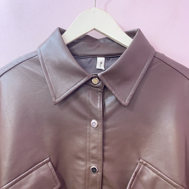 B20345】ボリュームスリーブ フェイクレザージャケット(3colors