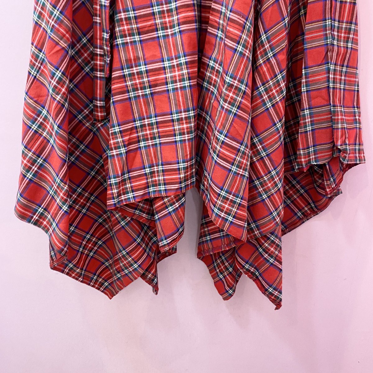 【Me＋Me/ミープラスミー】 アシンメトリーチェック柄プリーツ巻きスカート Me＋Me/ミープラスミー】 アシンメトリーチェック柄プリーツ巻き