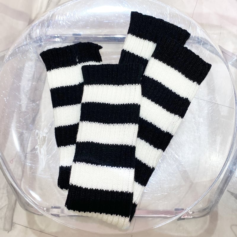 Md-1204】ボーダーニットレッグウォーマー | (me)