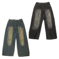 UNISEX【800744】トライバルカット デニムパンツ(2colors)