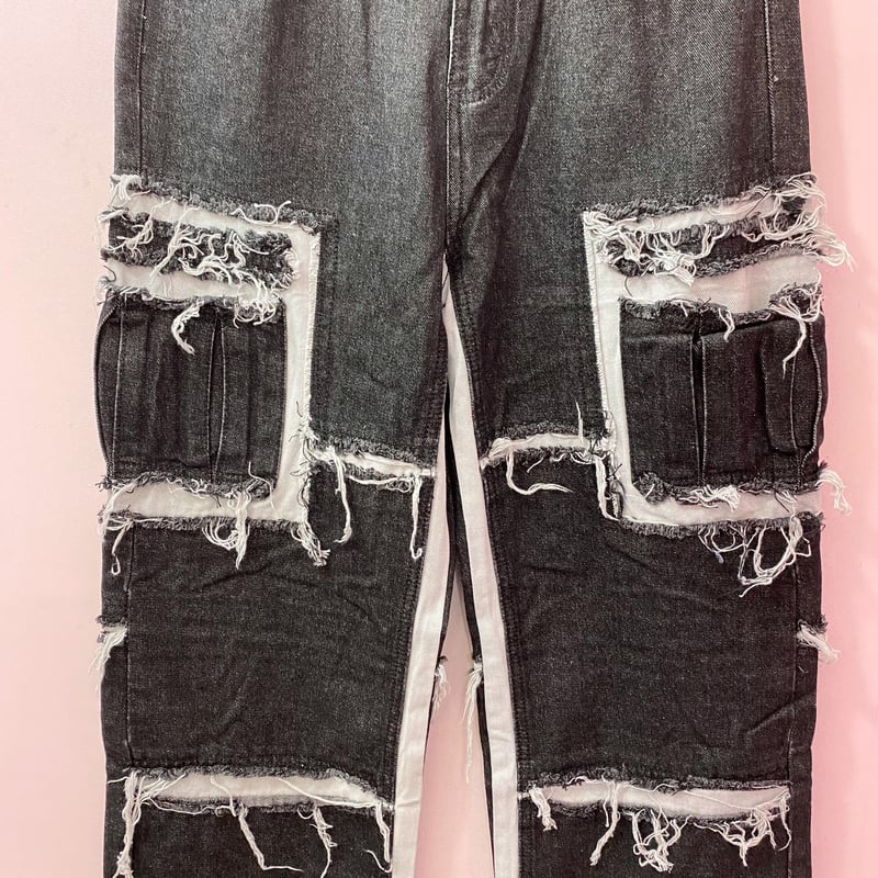 UNISEX【191609】ダメージポケットデニム(2colors) | (me)