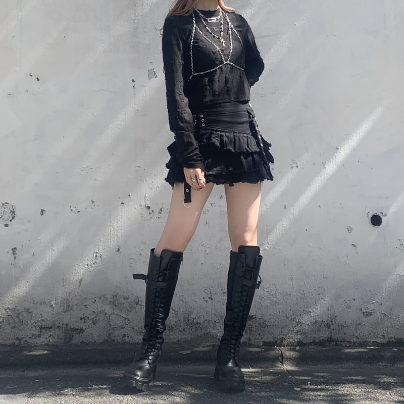 B25155】ダメージフリルハトメスカート | (me)