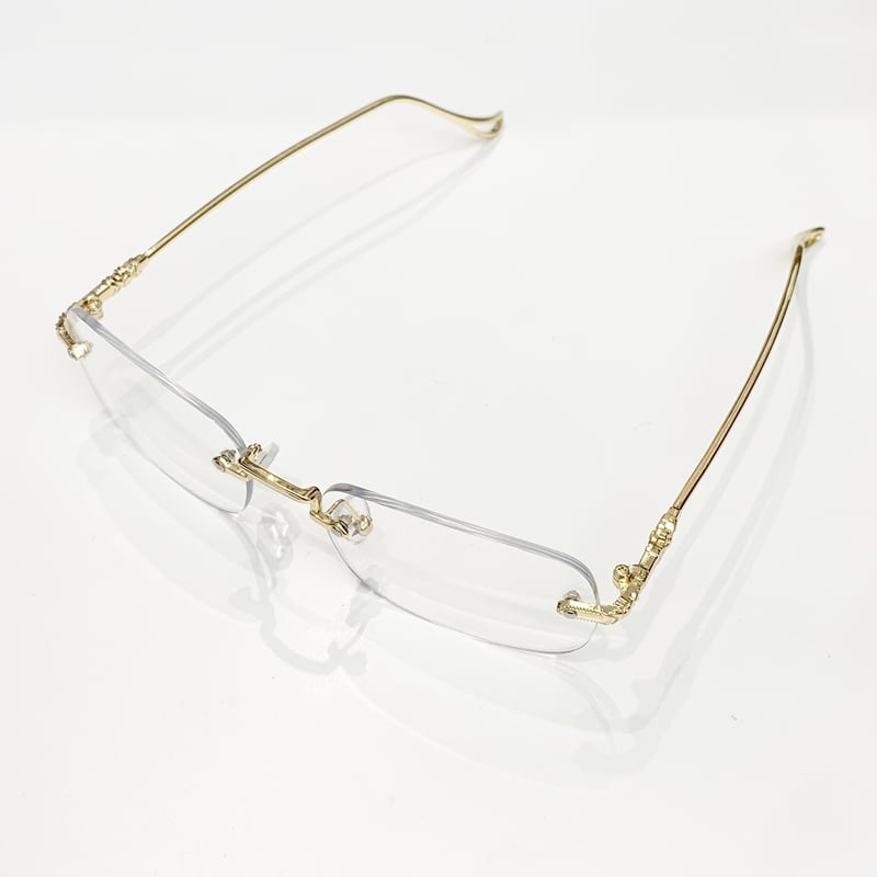 VERSACE リムレス メガネ VERSACE ヴェルサーチ リムレス サングラス シルバー ブラウン