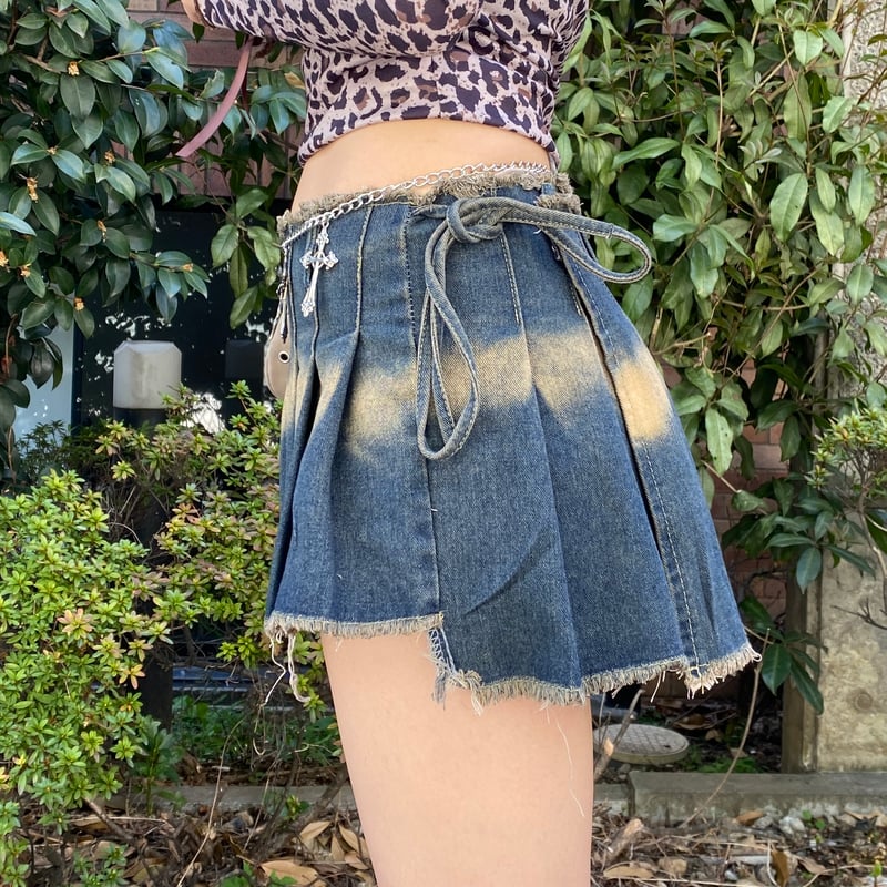 B23288】ブリーチデニム巻きスカート | (me)