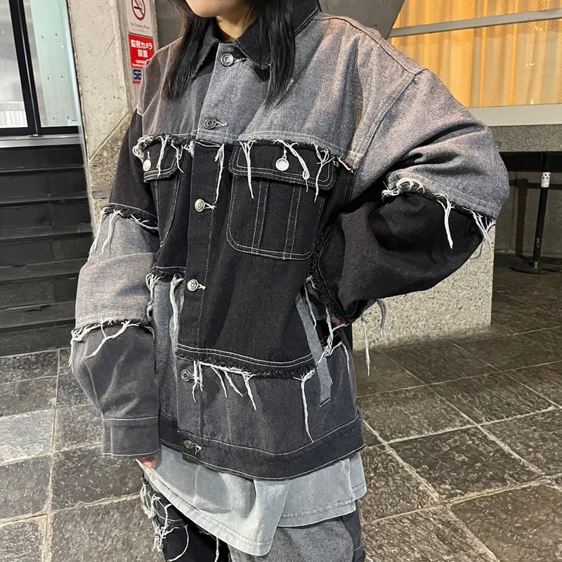 UNISEX【380373】パッチワークダメージデニムジャケット(2colors) | (me)