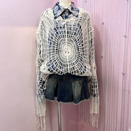 UNISEX【SK1336】ダメージ×クラッシュ チェック柄シャツ