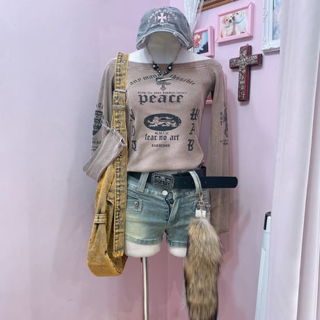 ドクロスタッズデニムショートパンツ