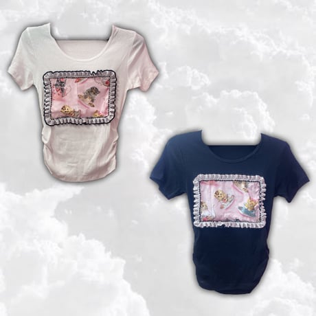 フリルTea cup kittyパッチTシャツ