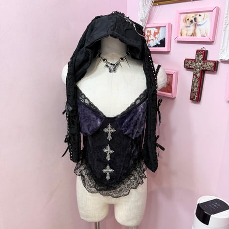 クロスチャームベロアビスチェ