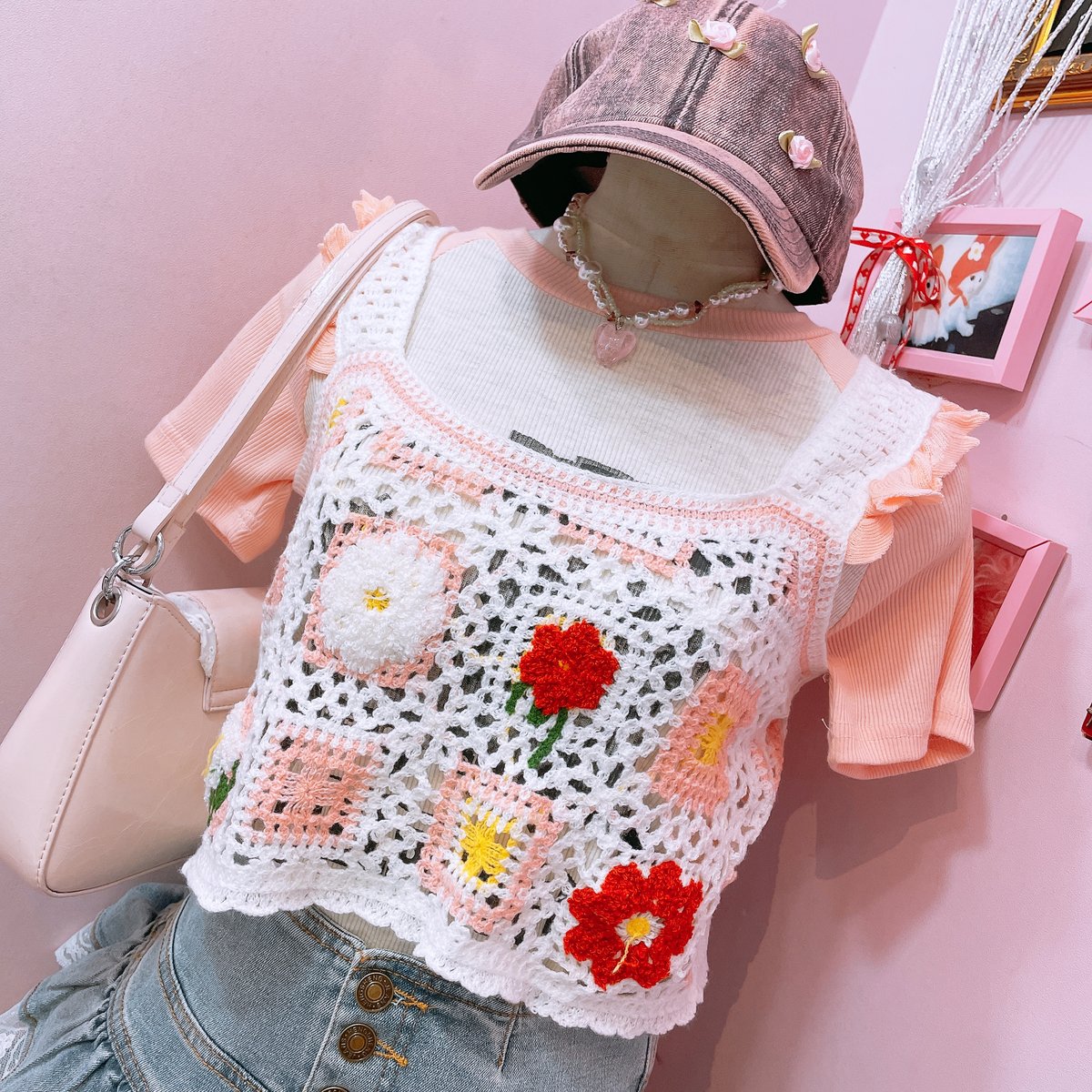 vintage アンティーククロシェビスチェ フラワークロシェビスチェ | Romantic Standard ロマンティック