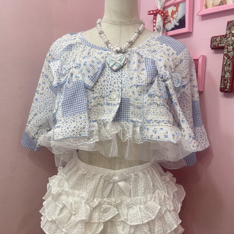 リメイクリボンレースパッチワークトップス | Romantic Standard