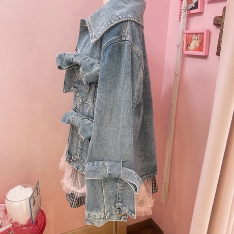 リボンデニムジャケット