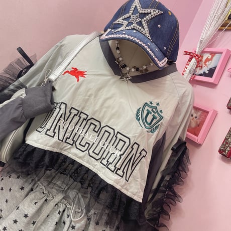 ナイロンフリルショートトップス