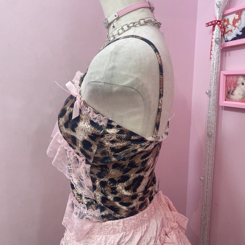 D&G レオパード柄 フリルキャミソール 38 レオパードレースフリルキャミソール | Romantic Standard