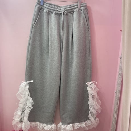 スリットレースワイドスウェットパンツ