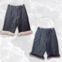 フリルレースデニムバミューダパンツ