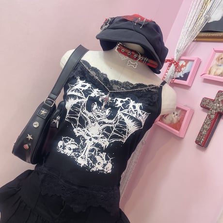 Gothic bat チャーム付きキャミソール