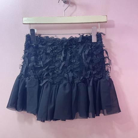 フリンジシフォンミニスカート
